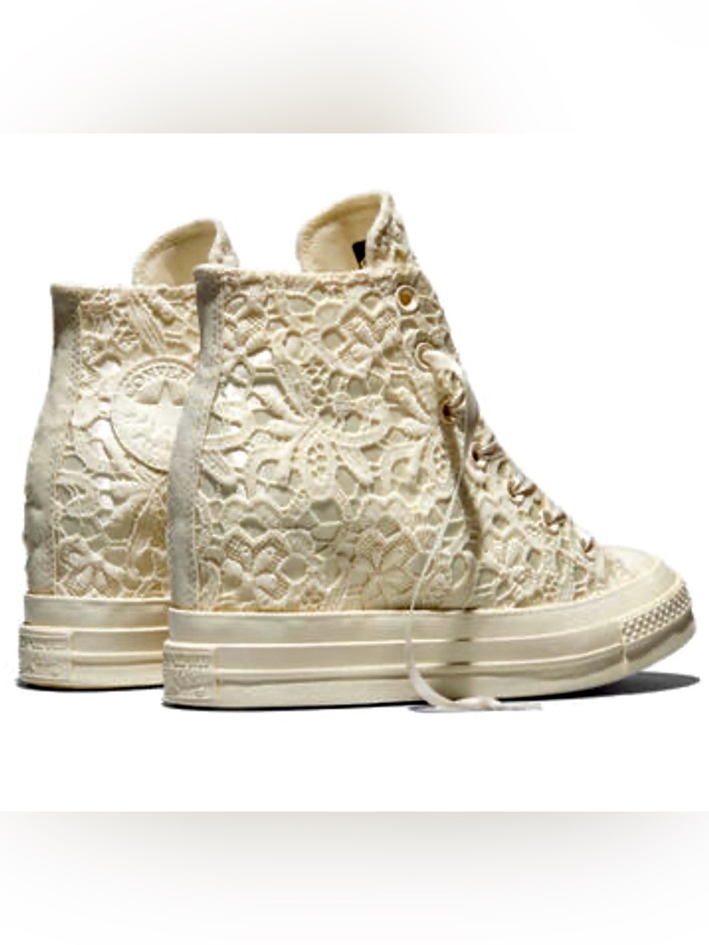 Converse Chuck 70 Wedge Hi Floral Lace Sneakers Egret | Women’s 11 | NIB